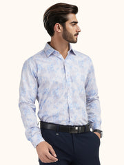 MENS COTTON SKY PRINTED SMART FIT FULL SLEEVE FORMAL SHIRT