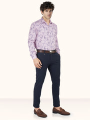 MENS COTTON PINK PRINTED SMART FIT FULL SLEEVE FORMAL SHIRT