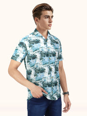Men Smart Fit Abstract Print Multicoloured Half Sleeve Shirt