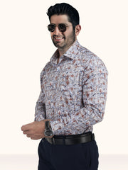 MENS COTTON MULTI COLOR PRINTED SMART FIT FULL SLEEVE FORMAL SHIRT