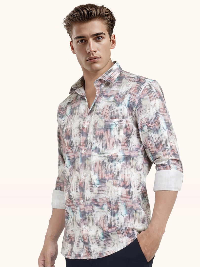 MENS CRACKER MULTI COLOR PRINTED SLIM FIT FULL SLEEVE CASUAL SHIRT