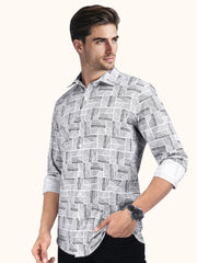 Men Smart Fit Abstract Print Black Full Sleeve Shirt