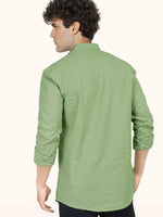 Load image into Gallery viewer, MENS POPCORN GREEN PLAIN SLIM FIT SHORT KURTA
