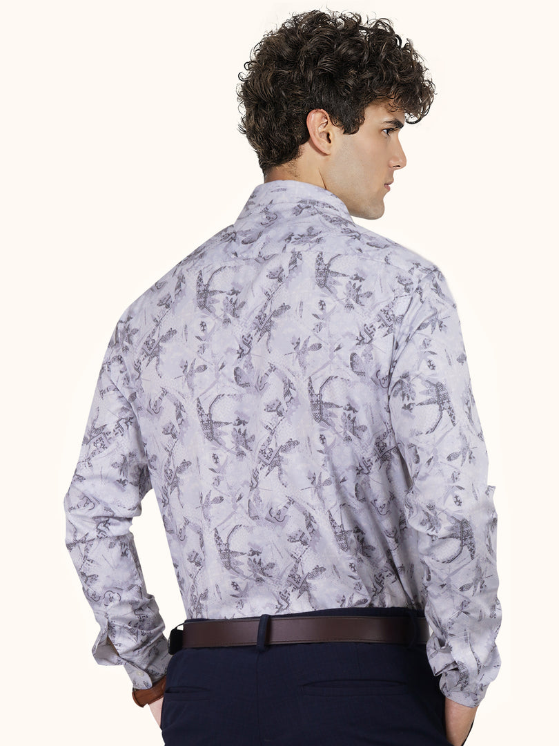 MENS COTTON SKY PRINTED SMART FIT FULL SLEEVE FORMAL SHIRT