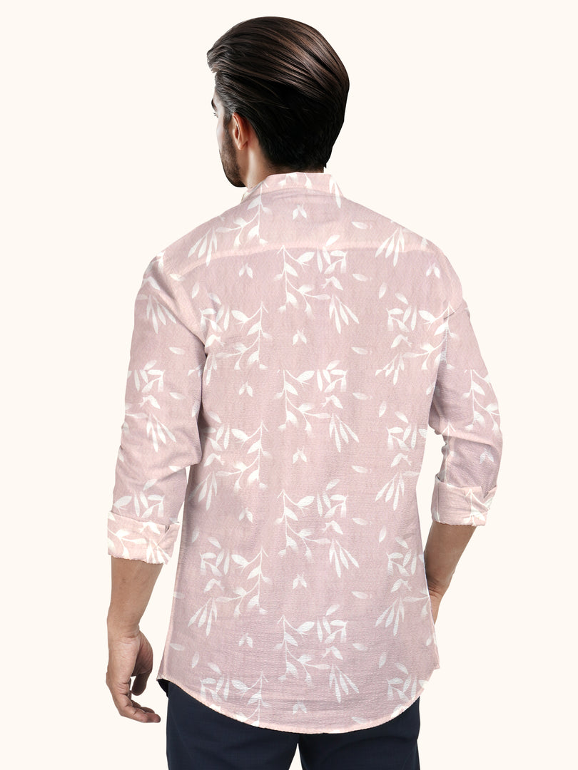 Men Smart Fit Floral Print Pink Full Sleeve Shirt