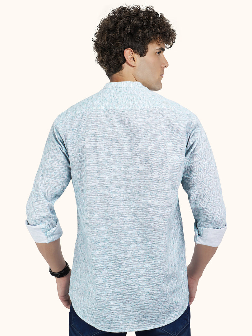 Men Smart Fit Abtract Print Rust Full Sleeve Shirt