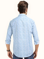 Load image into Gallery viewer, Men Smart Fit Floral Print Blue Full Sleeve Shirt
