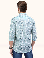 Load image into Gallery viewer, Men Smart Fit Floral Print Green Full Sleeve Shirt
