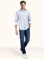 Load image into Gallery viewer, Men Smart Fit Floral Print Blue Full Sleeve Shirt

