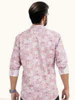 Load image into Gallery viewer, MENS COTTON PINK PRINTED SLIM FIT FULL SLEEVE CASUAL SHIRT
