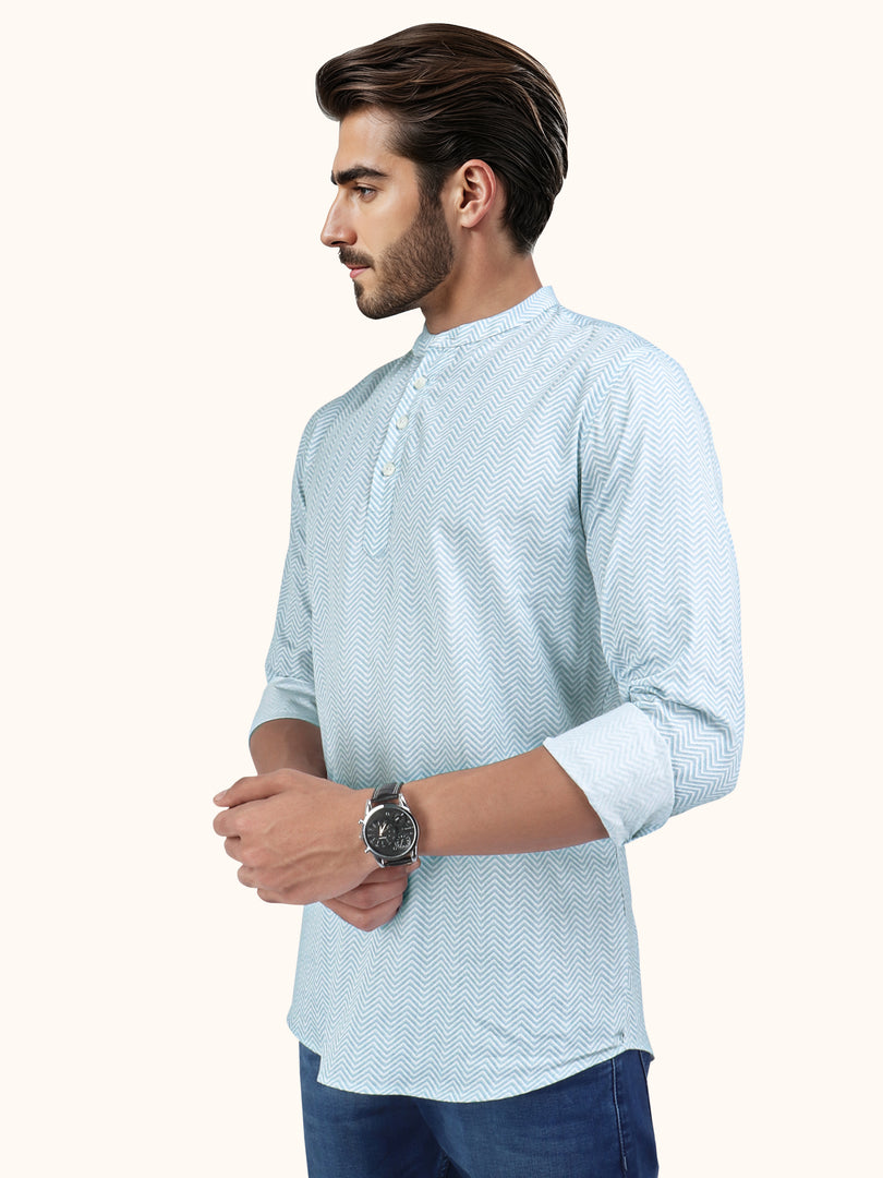 Men Smart Fit Abtract Print Brown Full Sleeve Kurta
