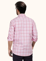 Load image into Gallery viewer, MENS COTTON PINK CHECKERED SLIM FIT FULL SLEEVE CASUAL SHIRT
