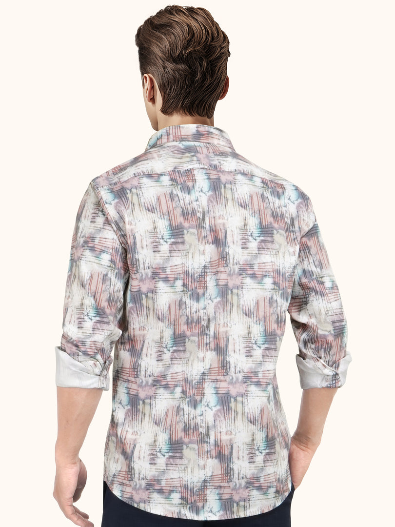 MENS CRACKER MULTI COLOR PRINTED SLIM FIT FULL SLEEVE CASUAL SHIRT