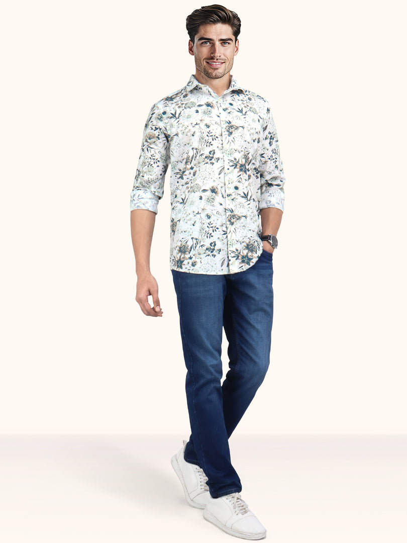 Men Smart Fit Floral Print Multicoloured Full Sleeve Shirt