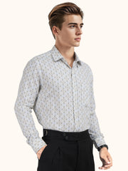 MENS COTTON MULTI COLOR PRINTED SMART FIT FULL SLEEVE FORMAL SHIRT