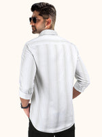 Load image into Gallery viewer, Men Smart Fit Stripped White Full Sleeve Shirt
