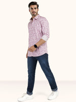 Load image into Gallery viewer, MENS COTTON PINK PRINTED SLIM FIT FULL SLEEVE CASUAL SHIRT
