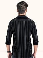 Load image into Gallery viewer, Men Smart Fit Stripped Black Full Sleeve Shirt
