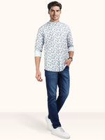 Load image into Gallery viewer, Men Smart Fit Floral Print Blue Full Sleeve Shirt
