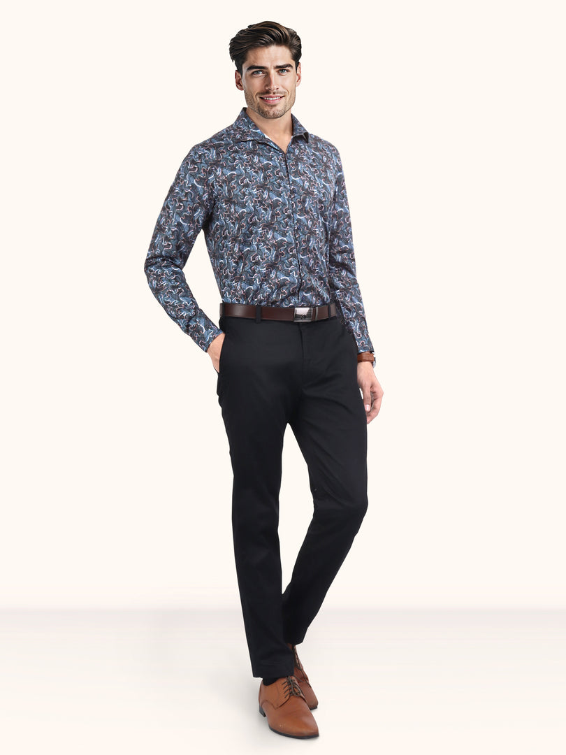 Men Smart Fit Abstract Print Multicoloured Full Sleeves Shirt