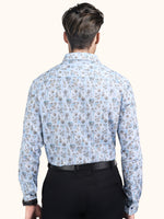 Load image into Gallery viewer, Men Smart Fit Floral Print Sky Full Sleeves Shirt

