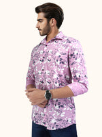 Load image into Gallery viewer, Men Smart Fit Floral Print Pink Full Sleeve Shirt
