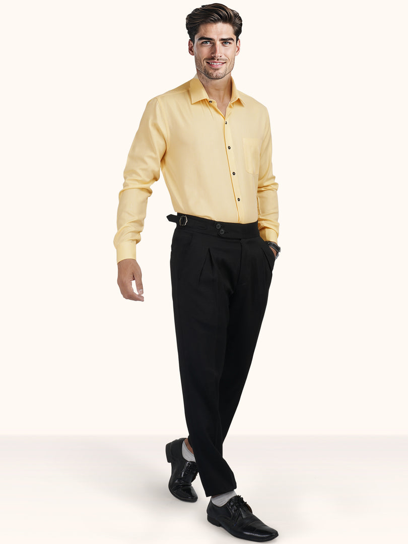 MENS YELLOW PLAIN SMART FIT FULL SLEEVE FORMAL SHIRT
