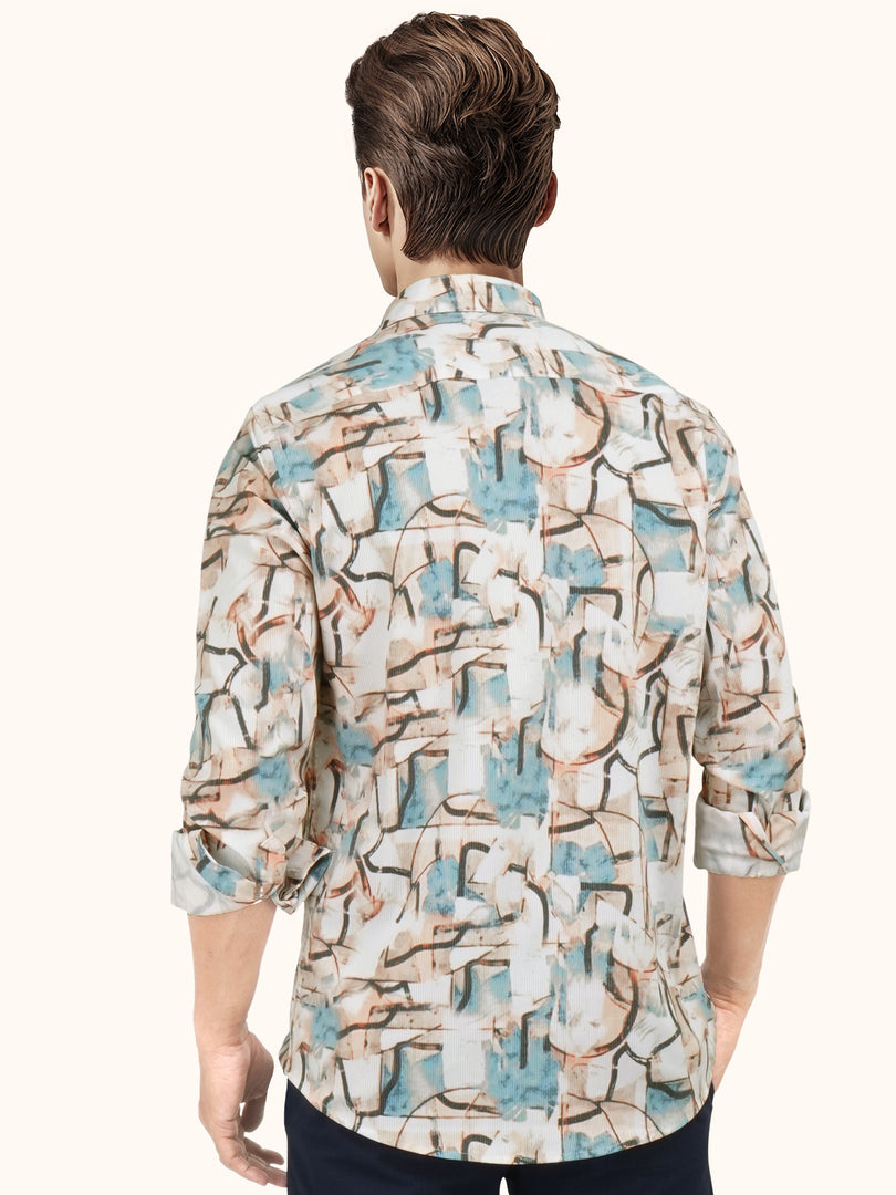 MENS CRACKER MULTI COLOR PRINTED SLIM FIT FULL SLEEVE CASUAL SHIRT