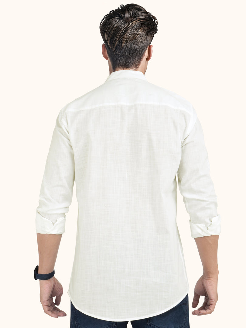 MENS COTTON WHITE PLAIN SLIM FIT SHORT KURTA