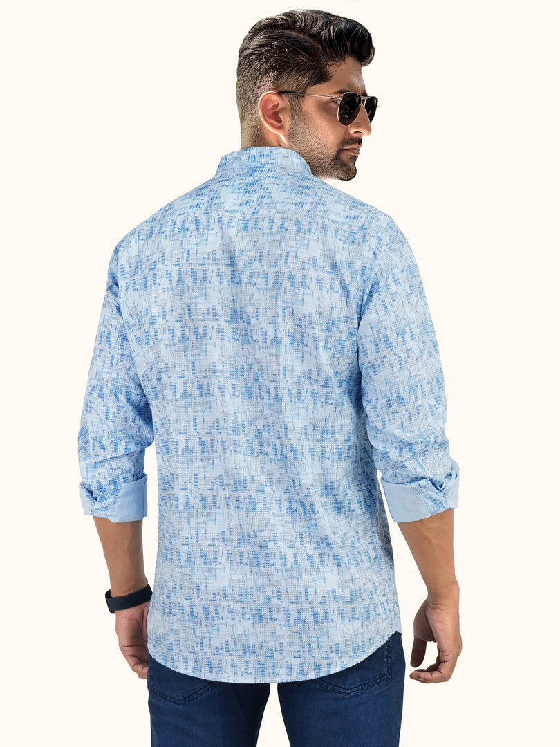 MENS COTTON SKY PRINTED SLIM FIT FULL SLEEVE CASUAL SHIRT