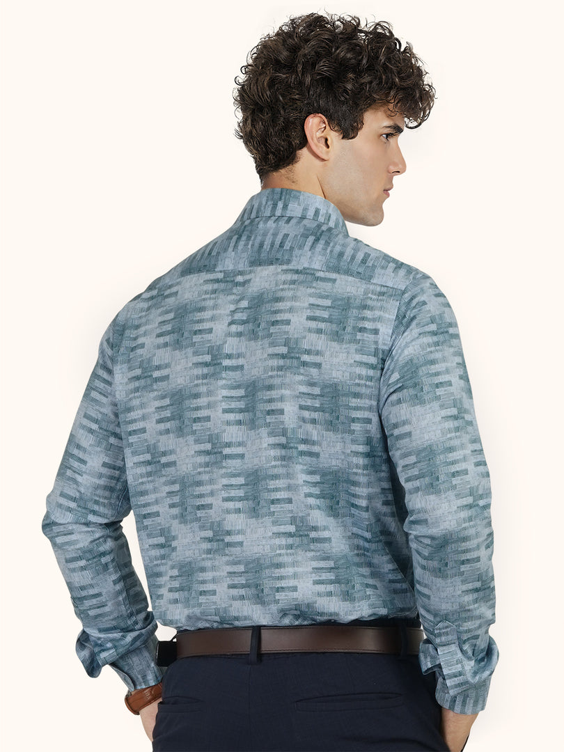 MENS COTTON SKY PRINTED SMART FIT FULL SLEEVE FORMAL SHIRT
