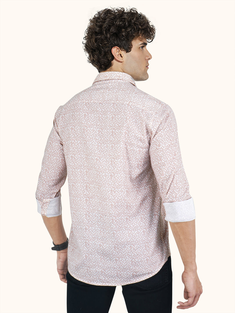 Men Smart Fit Abstract Print Rust Full Sleeve Shirt