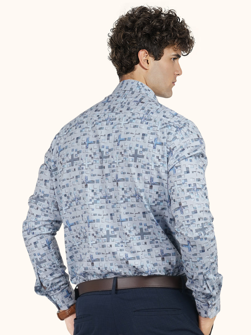 MENS COTTON MULTI COLOR PRINTED SMART FIT FULL SLEEVE FORMAL SHIRT