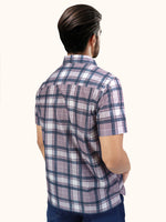 Load image into Gallery viewer, Men Smart Fit Chequered Bronze Half Sleeve Shirt
