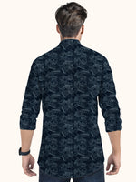 Load image into Gallery viewer, Men Smart Fit Floral Print Blue Full Sleeve Kurta
