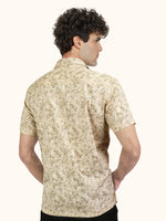 Load image into Gallery viewer, Men Smart Fit Floral Print Beige Half Sleeve Shirt
