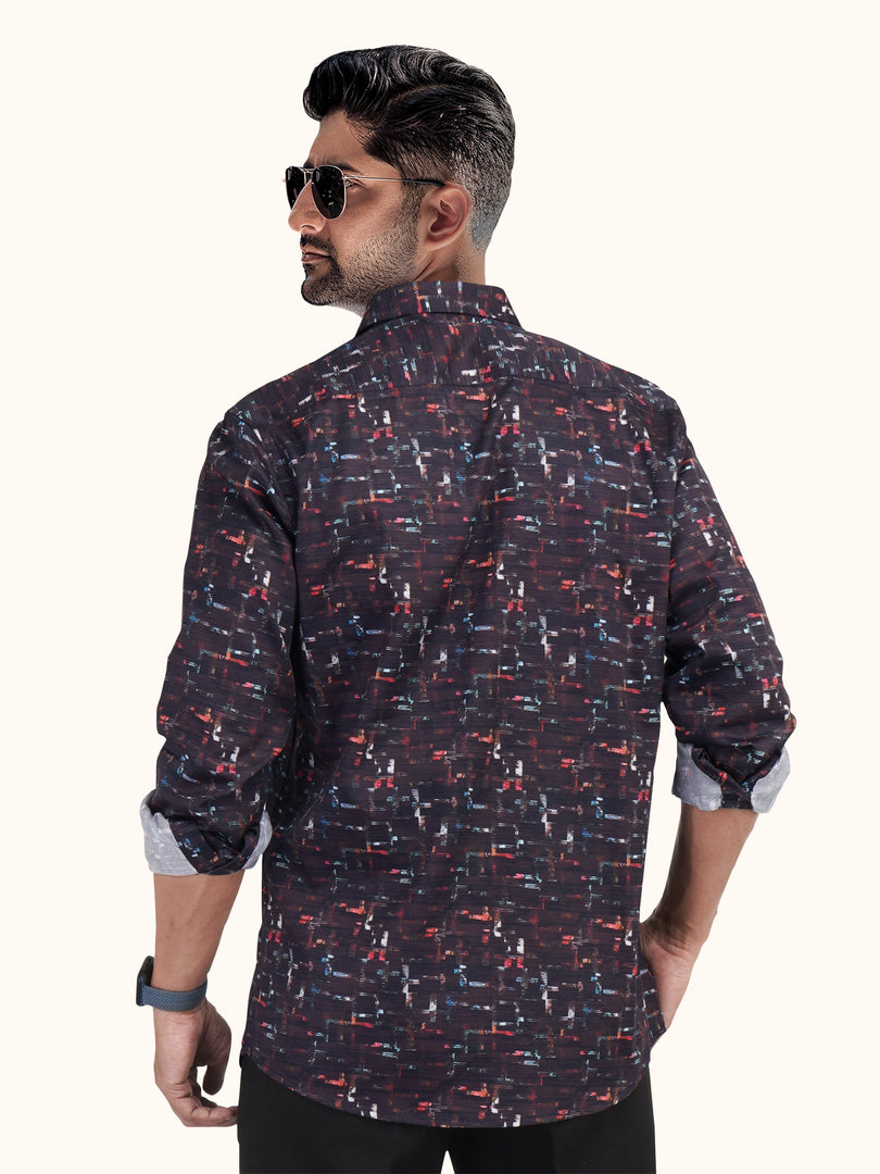 MENS CRACKER MULTI COLOR PRINTED SLIM FIT FULL SLEEVE CASUAL SHIRT