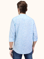 Load image into Gallery viewer, Men Smart Fit Floral Print Sky Full Sleeve Shirt
