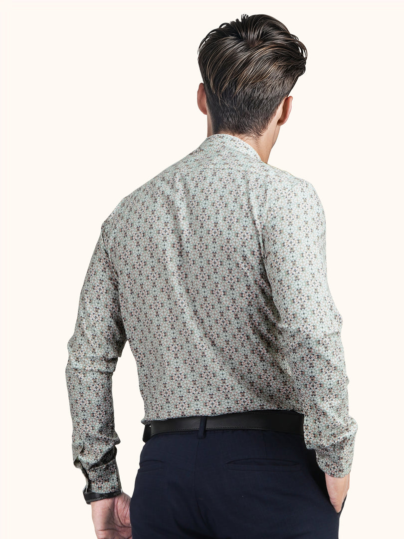 MENS COTTON MULTI COLOR PRINTED SMART FIT FULL SLEEVE FORMAL SHIRT