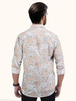 Load image into Gallery viewer, Men Smart Fit Floral Print Peach Full Sleeve Shirt
