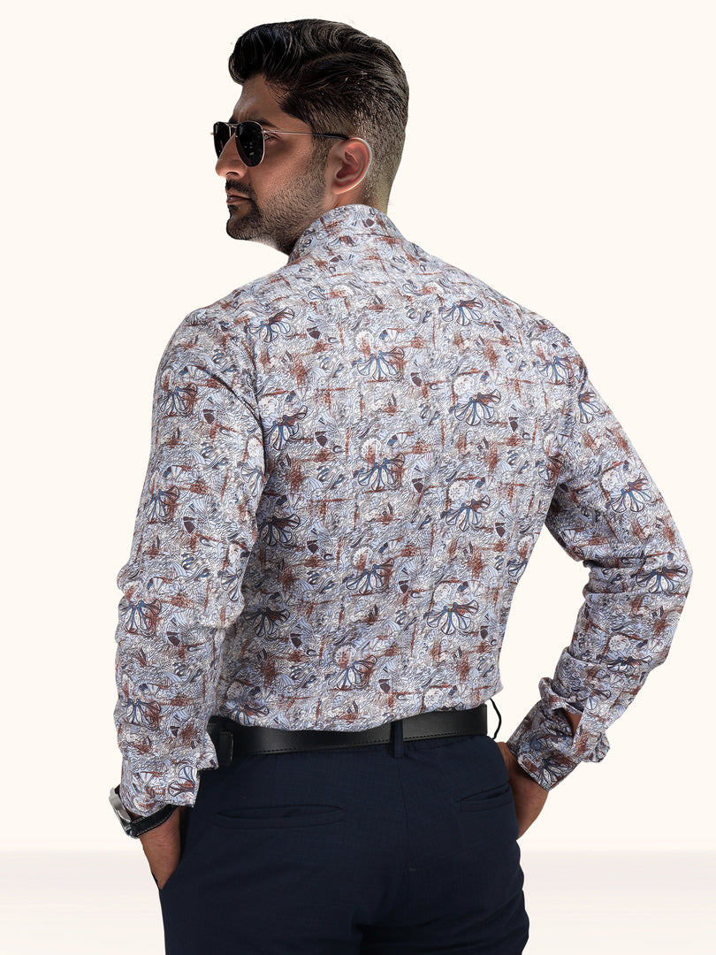 MENS COTTON MULTI COLOR PRINTED SMART FIT FULL SLEEVE FORMAL SHIRT