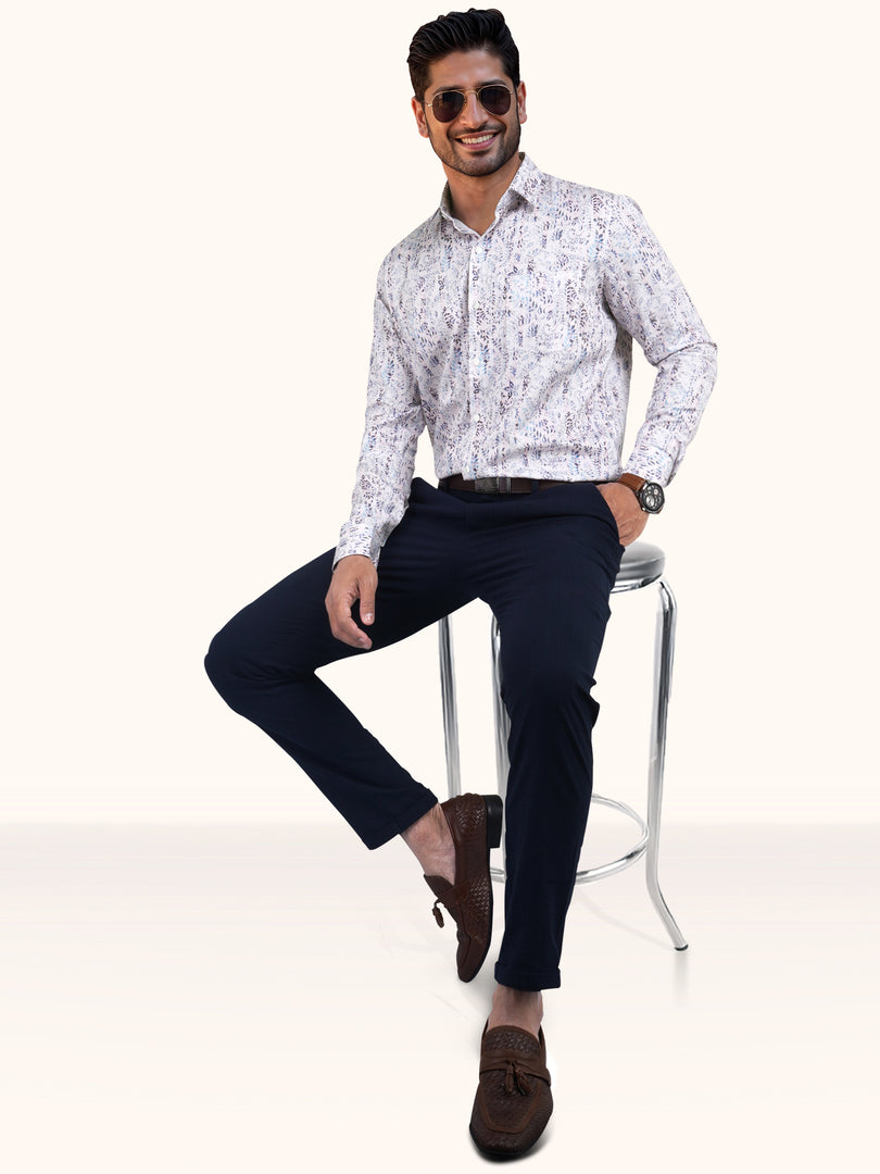 MENS COTTON MULTI COLOR PRINTED SMART FIT FULL SLEEVE FORMAL SHIRT