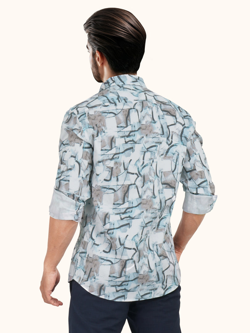MENS CRACKER MULTI COLOR PRINTED SLIM FIT FULL SLEEVE CASUAL SHIRT