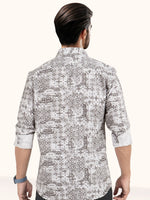 Load image into Gallery viewer, MENS COTTON WHITE PRINTED SLIM FIT FULL SLEEVE CASUAL SHIRT
