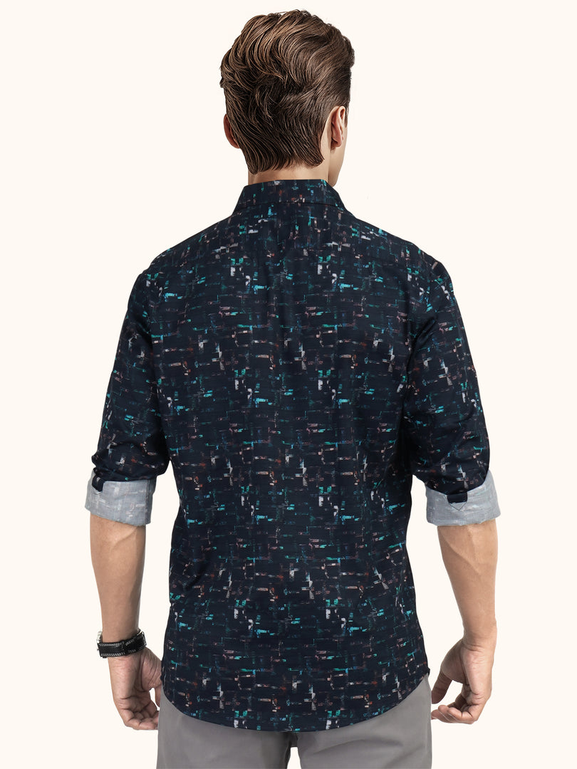 MENS CRACKER MULTI COLOR PRINTED SLIM FIT FULL SLEEVE CASUAL SHIRT
