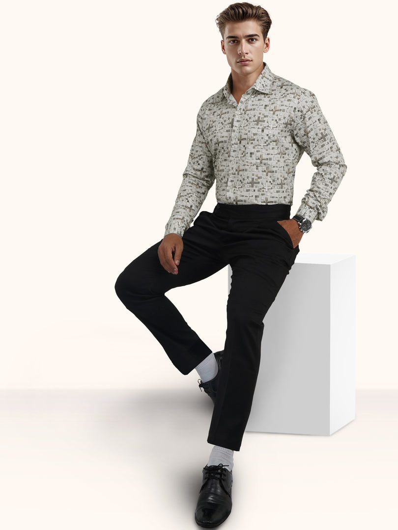 MENS COTTON MULTI COLOR PRINTED SMART FIT FULL SLEEVE FORMAL SHIRT