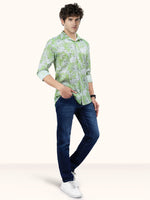 Load image into Gallery viewer, Men Smart Fit Floral Print Green Full Sleeve Shirt
