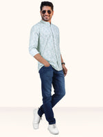 Load image into Gallery viewer, Men Smart Fit Floral Print Green Full Sleeve Shirt
