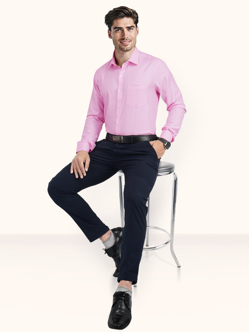 MENS PINK PLAIN SMART FIT FULL SLEEVE FORMAL SHIRT