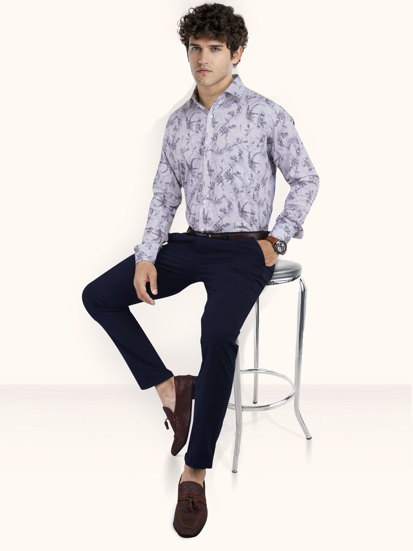 MENS COTTON SKY PRINTED SMART FIT FULL SLEEVE FORMAL SHIRT